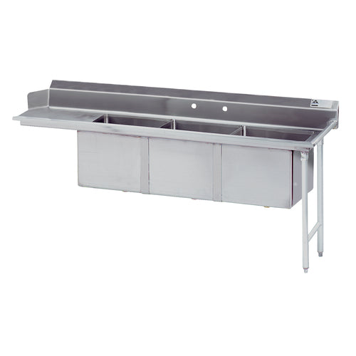 Advance Tabco DTC-3-1620-66R - Dishtable with 3-compartment Sink, 66”W, (3) 16