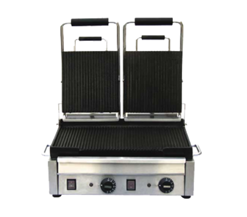 Omcan 19937 10 Inch Electric Panini Grill Dual Grooved Cast Iron 10 to 18 Inch
