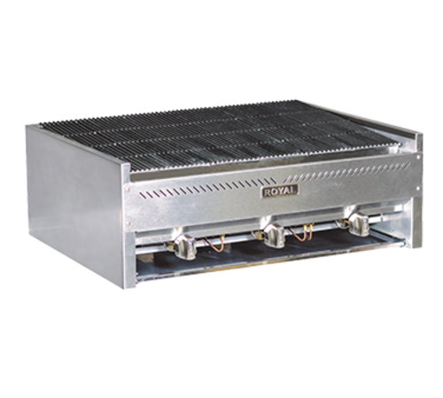 Royal Range RSCB-48 48" Countertop Gas Snack Lava Rock Charbroiler, 140.000 BTU