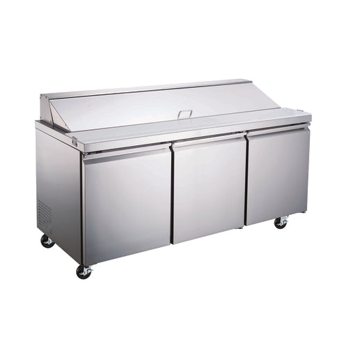 Omcan 50048 70 Inch Refrigerated Prep Table 15.5 cu ft with Stainless Steel