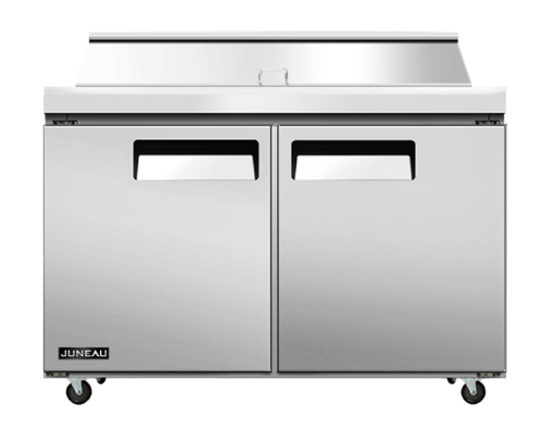Omcan 58008 60 Inch Refrigerated Prep Table 8.9 cu ft Two Section Self Contained