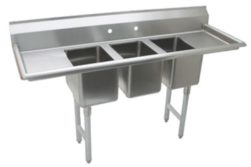 Advance Tabco K7-CS-22 - Convenience Store Sink, 3-compartment, with left & right-hand drainboards, 14