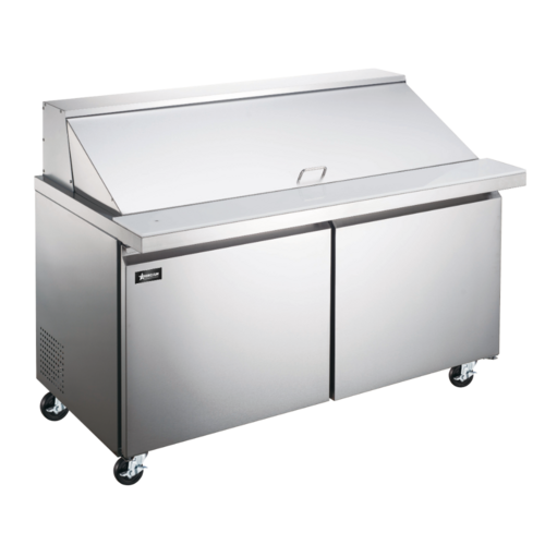 Omcan 50051 60 Inch Two Section Refrigerated Prep Table Stainless Steel