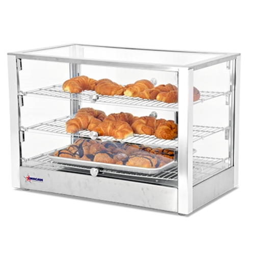 Omcan 41873 27-5/8 Inch Electric Countertop Food Warmer Display Case Stainless Steel with Glass