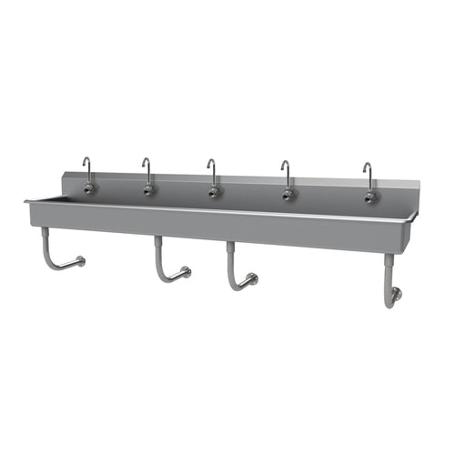 Advance Tabco FC-WM-100EFADA - Multiwash Hand Sink, splash mount faucet provision, wall mounted, with (5) electronic faucets,