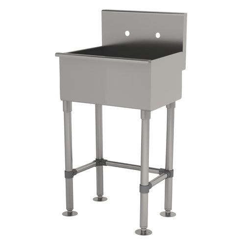 Advance Tabco WSS-16-25-FM - Service Sink, splash mount faucet provision, with stainless steel legs and flanged feet, 22
