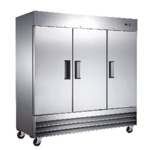 Omcan 50027 81 Inch Reach-In Freezer Three-Section 72 cu ft with Auto Defrost