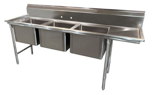 Advance Tabco 9-3-54-18R - Regaline Sink, 3-compartment, with right-hand drainboard, 20" front-to-back x 16"W sink