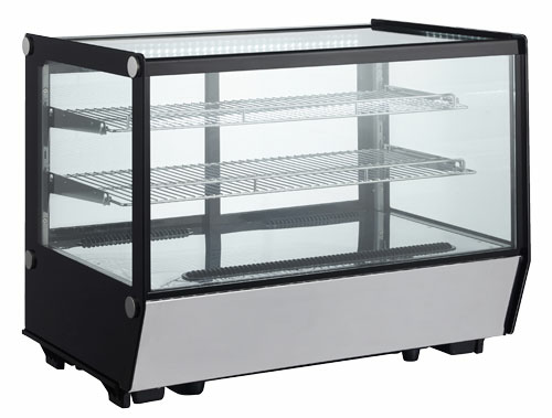 Omcan 47278 34 Inch Refrigerated Display Case Countertop Full Service Black Stainless Steel