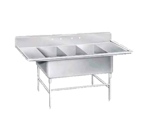 Advance Tabco K7-3-3024-24RL - Super Size Fabricated Sink, 3-compartment, with left & right-hand drainboards, 24