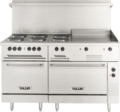 Vulcan EV60SS-6FP24G480 - Restaurant Range, electric, 60", (6) 2.0 kW French hotplates, 9-1/2" round burners, infinite