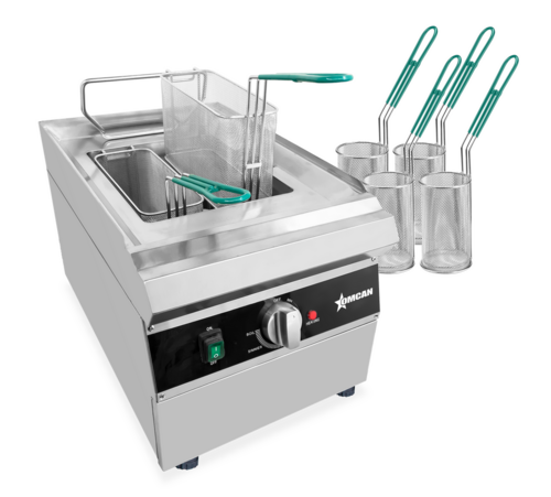 Omcan 47503 14 Inch Manual Pasta Cooker Electric Stainless Steel with Baskets