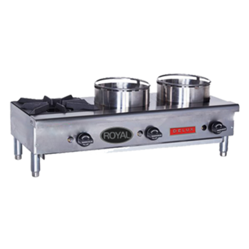 Royal Range ORHP-336 Countertop Gas Wok Range w/ (3) Burners (Bowls), 10" Wok Ring, Manual Knobs, Cross & Circle Burner, 90.000 BTU
