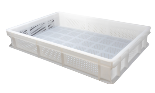 Omcan 81141 - (81141) Tray, 23.6” x 15.7” x 3.93”, perforated base & sides, polypropylene, white (Qty Break = 12