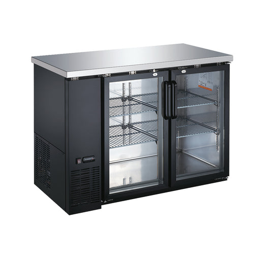 Omcan 50058 48 Inch Refrigerated Back Bar Cooler Two Section Black Exterior