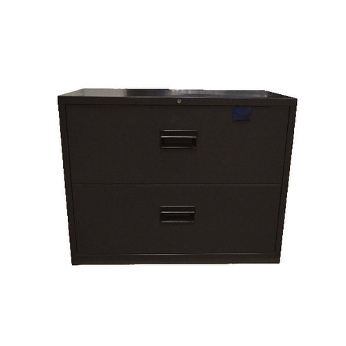 Omcan 13075 36 Inch Lateral Filing Cabinet Two Drawers Charcoal Black
