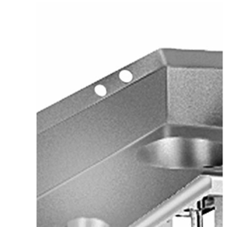 Advance Tabco TA-107 - Anti-Siphon vacuum breaker holes in splash, (2) holes, backsplash will be made 2
