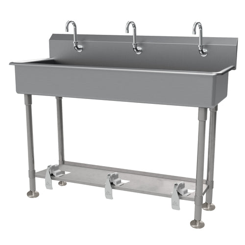 Advance Tabco FS-FM-60FV - Multiwash Hand Sink, splash mount faucet provision, (3) person, with toe-operated push valves, 60