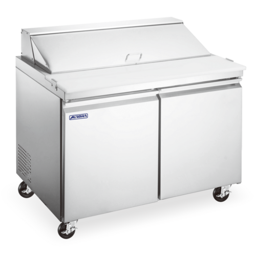 Omcan 59129 - (PT-CN-0920E-M-HC) Aurora Mega Top Salad / Sandwich Prep Table, two-section, rear mount
