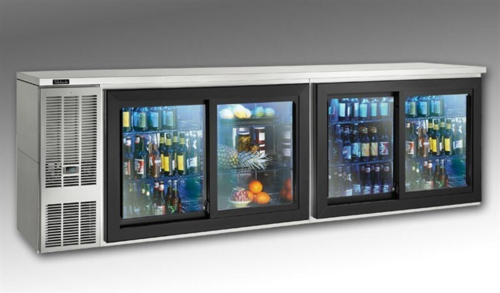 Perlick Corporation SDBS108 - Sliding Door Refrigerated Back Bar Cabinet, four-section, 108"W, self-contained side mount