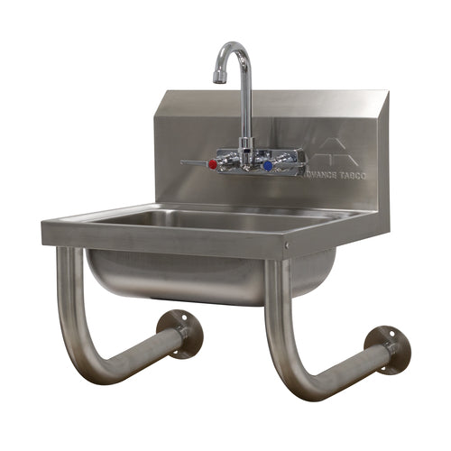 Advance Tabco 7-PS-64 - Hand Sink, wall mounted, 14" wide x 10" front to back x 5" deep bowl, 20 gauge 304 stainless steel,