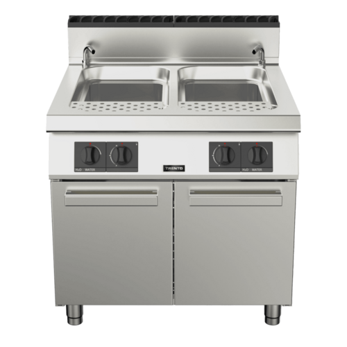 Omcan 49099 34 Inch Double Tank Gas Pasta Cooker with Faucet 95000 BTU