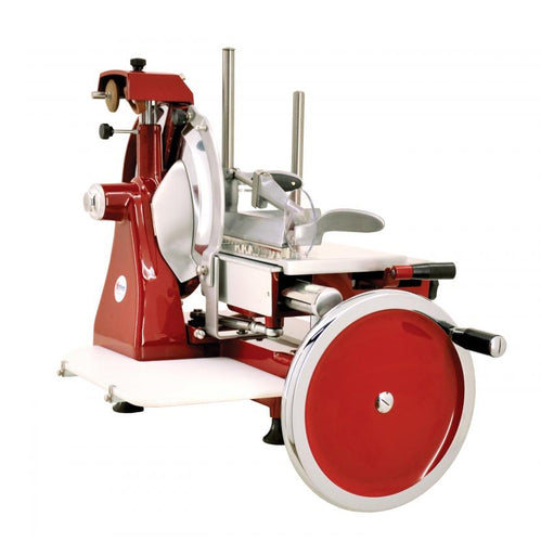 Omcan 13634 28 Inch Manual Food Slicer Carbon Steel Blade Removable Sharpener