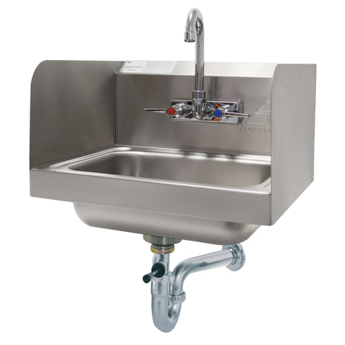 Advance Tabco 7-PS-40 - Hand Sink, wall mounted, 14" wide x 10" front-to-back x 5" deep bowl, 20 gauge 304 stainless steel,