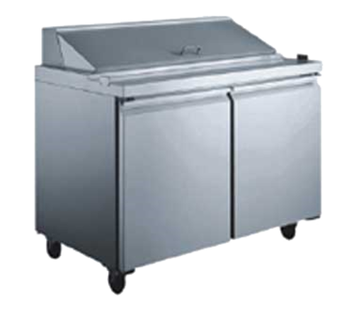 Omcan 50046 47 Inch Refrigerated Prep Table with Two Section Storage