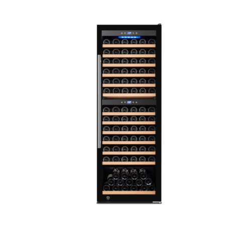 Omcan 48525 24 Inch Wine Cooler Dual Zone Electric Wine Cellar Cabinet Black Glass