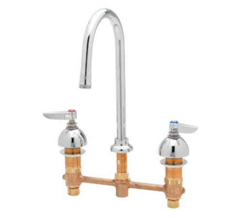 Advance Tabco K-132 - Faucet, (3) hole deck mounted, 8" OC, fixed 5-1/2" gooseneck spout, chrome plated wedge handles