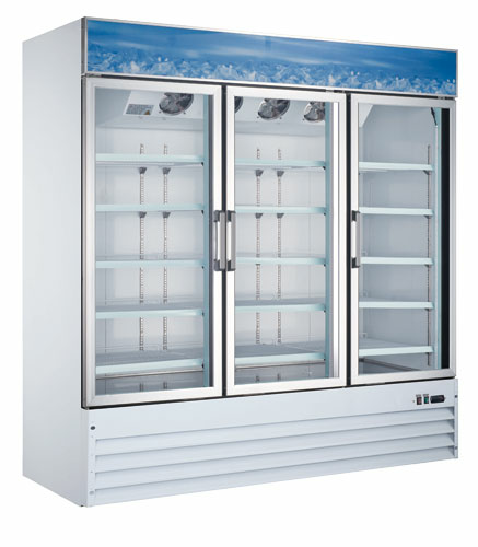 Omcan 50087 30 Inch White Freezer Reach-in Display 52.3 cu ft Three-section