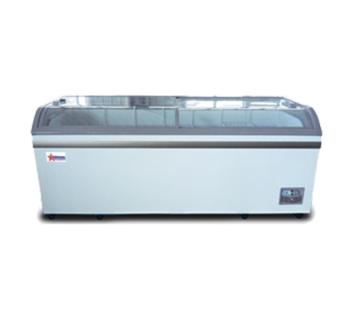 Omcan 37815 78 Inch Ice Cream Freezer 24.72 Cu Ft 2 Sections with Sliding Doors
