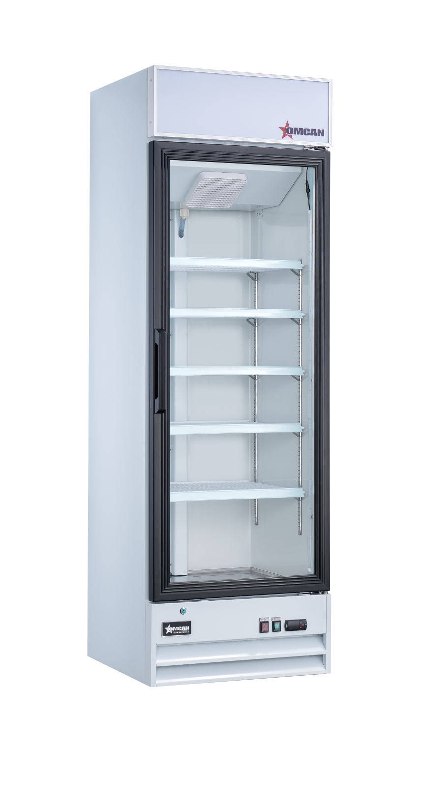 Omcan 50035 14 cu ft Self-Closing Glass Door Merchandiser Refrigerator
