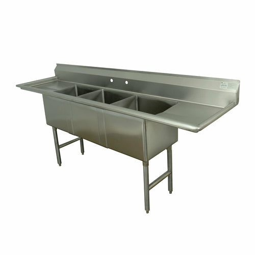 Advance Tabco FC-3-1524-24RL - Fabricated Sink, 3-compartment, 24