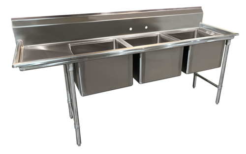 Advance Tabco 9-43-72-36L - Regaline Sink, 3-compartment, with left-hand drainboard, 24" front-to-back x 24"W sink