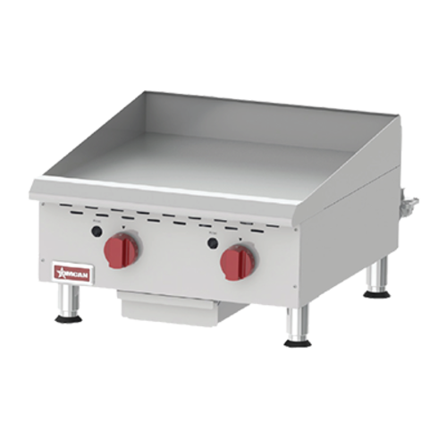 Omcan 43017 24 Inch Griddle Gas Countertop Stainless Steel 60,000 BTU with Removable Drip Tray