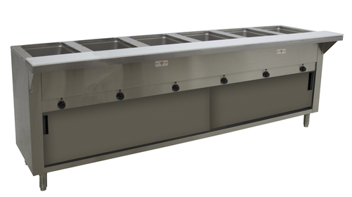 Advance Tabco SW-6E-240-DR - Hot Food Table, electric, 93-1/16"W x 30-5/8"D x 34-1/8"H, (6) 12" x 20" sealed wells with