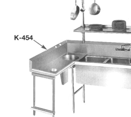 Advance Tabco K-454 - Side splash, integral (welded), for NSF sinks & dish tables, height matches backsplash height