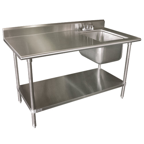 Advance Tabco KMS-11B-305R - Work Table With Prep Sink, 60"W x 30"D, 16 gauge 304 stainless steel top with 16"W x 20"D