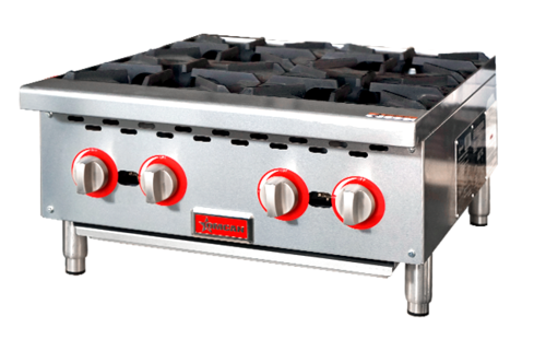Omcan 47380 24 Inch Gas Hotplate Countertop Stainless Steel 4 Burners 100000 BTU