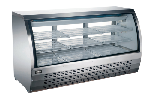 Omcan 50085 64 Inch Refrigerated Deli Display Case Floor Model Stainless Steel