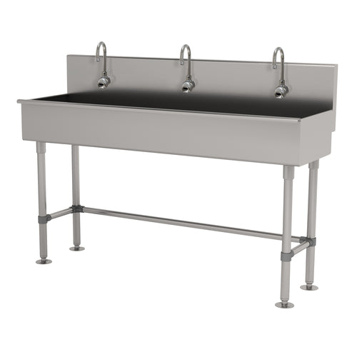 Advance Tabco 19-FM-60EF - Multiwash Hand Sink, with stainless steel legs and flanged feet, with (3) electronic faucets, 60
