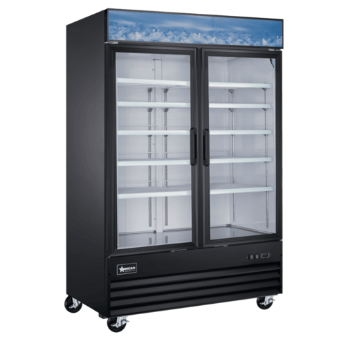 Omcan 51075 53 Inch Two Section Freezer Reach-in Display 45 cu ft Black Steel