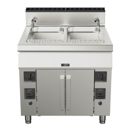 Omcan 49100 35 Inch Gas Pasta Cooker with Two 11.89 Gallon Tanks 156000 BTU