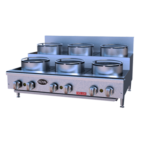 Royal Range ORSU-636 Countertop Gas Wok Range, (6) Burners (Bowls) w/ Step-Up, 10