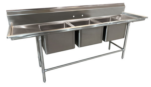 Advance Tabco 94-43-72-24RL - Regaline Sink, 3-compartment, with left & right-hand drainboards, 24
