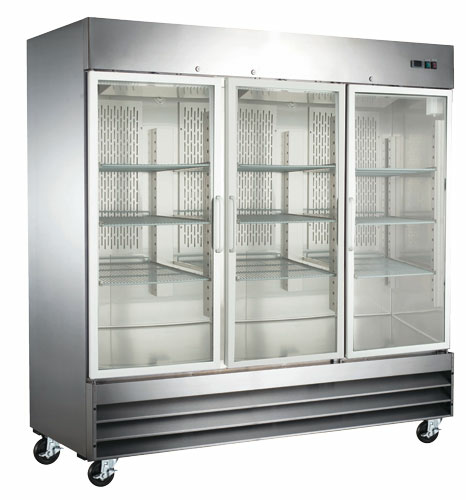 Omcan 51028 80 Inch Refrigerated Display Merchandiser Three-section 72 cu ft