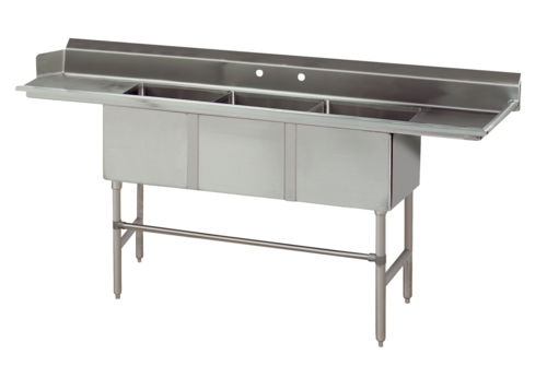 Advance Tabco DTC-3-90R-X - Special Value Dishtable with 3-compartment Sink, 90”W, (3) 18