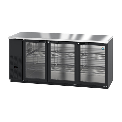 Hoshizaki BB80-G - Refrigerated Back Bar Cooler, reach-in, three-section, side mount self-contained refrigeration,